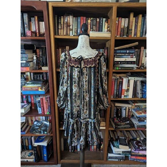 free people dance magic sheer chiffon tunic dress no slip sz s euc - Picture 3 of 8